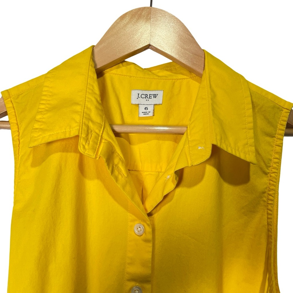 J. Crew Factory Sleeveless Tie-waist Shirtdress in Yellow, Size 6 - Picture 2 of 10